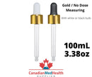 18DIN neck, 3.38oz (100mL) Regular Gold Dropper Caps