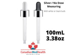 18DIN neck, 3.38oz (100mL) Regular Silver Dropper Caps