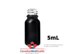 18DIN neck, 5mL Satin Black Glass Dropper Bottle (bottle only)
