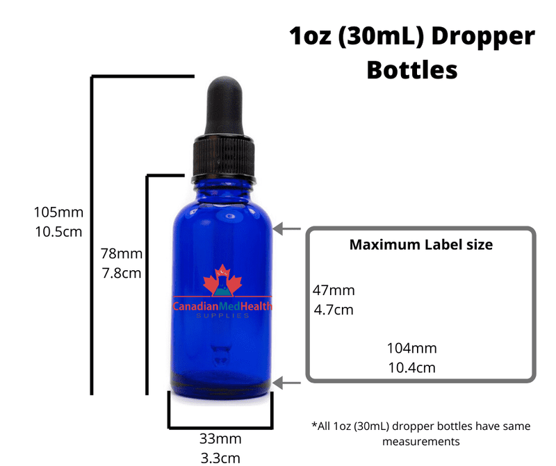 18DIN neck, 1oz (30mL) Frosted Cobalt Blue Glass Dropper Bottle (bottle only)
