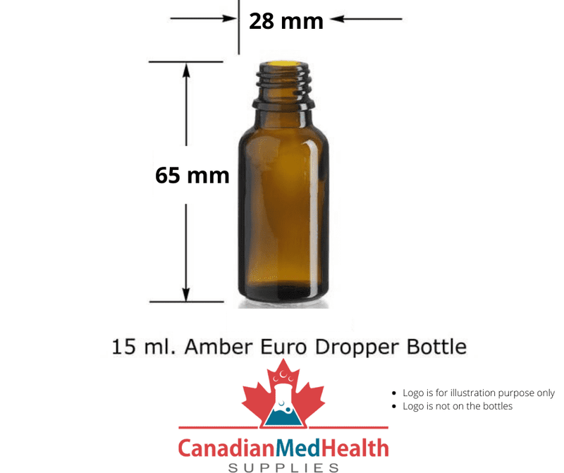 18DIN neck, 1/2oz (15mL) Amber Glass Dropper Bottle (bottle only)