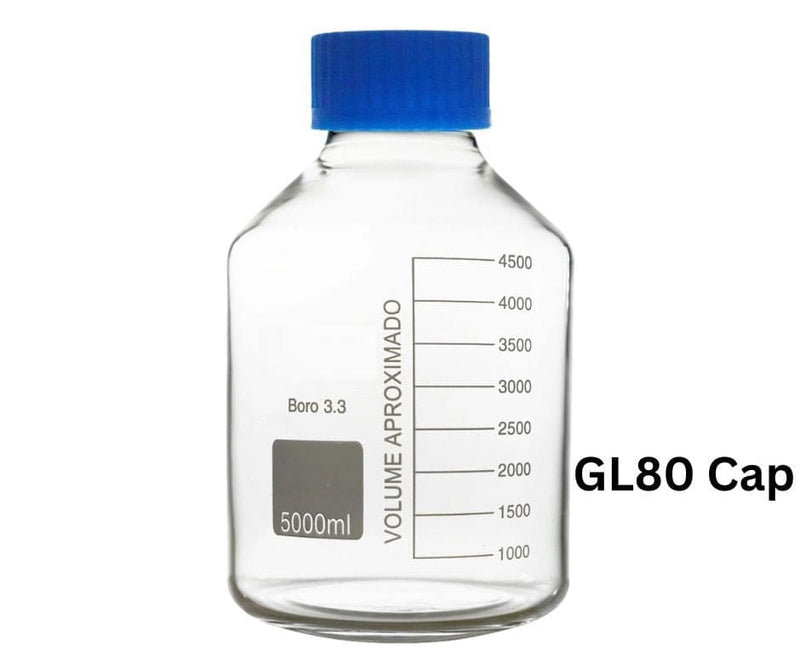 5000mL Wide Mouth Glass Media Bottle with GL80 Screw Cap