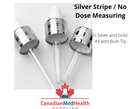 18DIN neck, 1oz (30mL) Regular Silver Stripe Dropper Caps