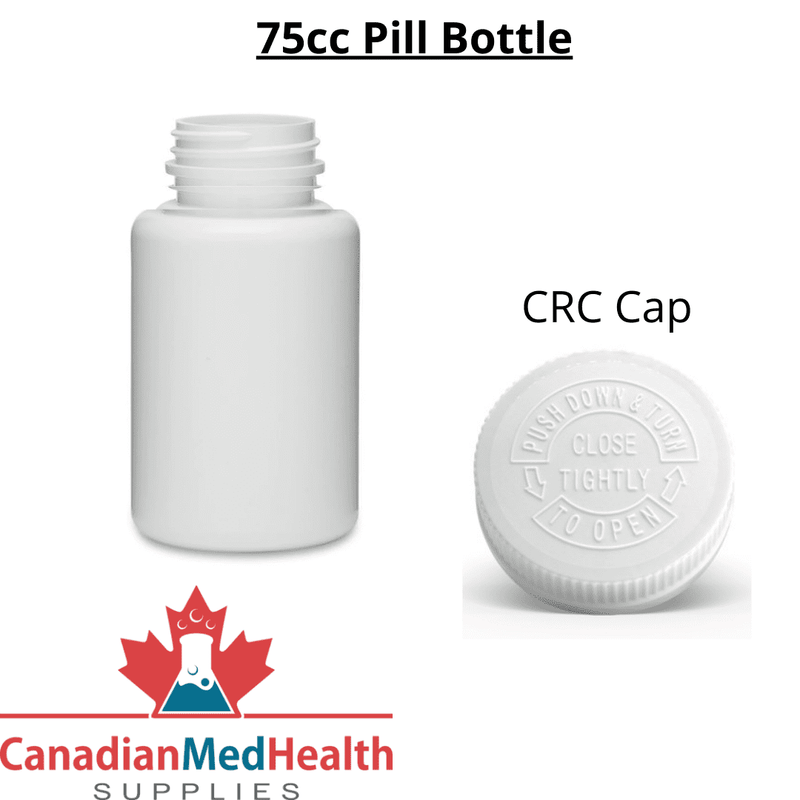 75cc Pharmaceutical Pill Bottle with Child-Proof Cap