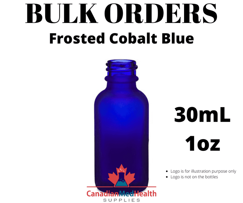 BULK ORDER 1oz (30mL) Frosted Cobalt Blue Glass Dropper Bottle With Dropper