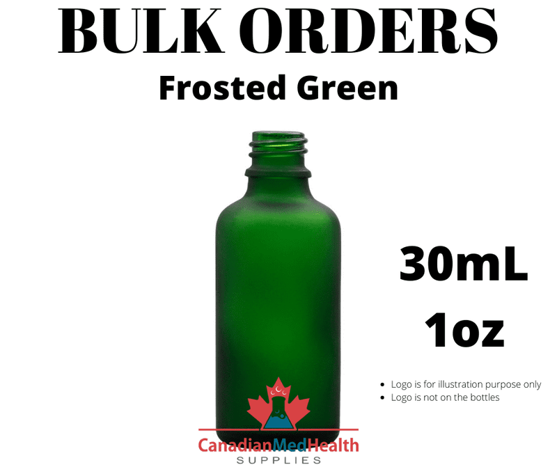 BULK ORDER 1oz (30mL) Frosted Green Glass Dropper Bottle With Dropper