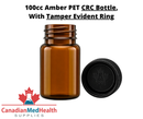 100cc Amber PET Pharmaceutical Pill Bottle with Tamper Evident Ring and CRC Cap