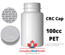 100cc Glossy White PET Pharmaceutical Pill Bottle With White CRC Cap