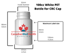 100cc Glossy White PET Pharmaceutical Pill Bottle With White CRC Cap