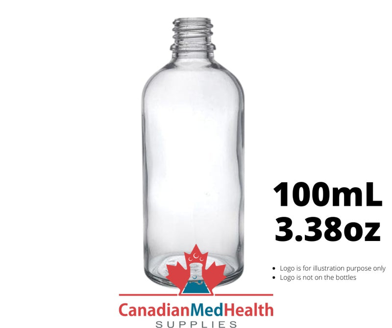 18DIN neck, 3.38oz (100mL) Clear Glass Dropper Bottle (bottom only)