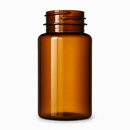 150cc Amber PET pharmaceutical pill bottle with black CRC cap