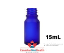 18DIN neck, 1/2oz (15mL) Frost Cobalt Blue Glass Dropper Bottle (bottle only)