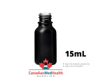 18DIN neck, 1/2oz (15mL) Satin Black Glass Dropper Bottle (bottle only)