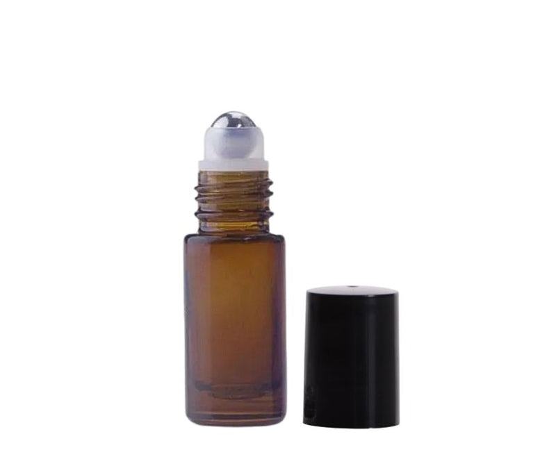 5mL Amber Glass Roller Bottle (cap, roller ball & bottle included)