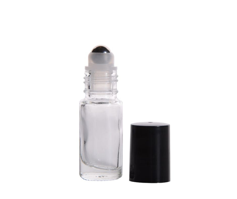 5mL Clear Glass Roller Bottle (cap, roller ball & bottle included)