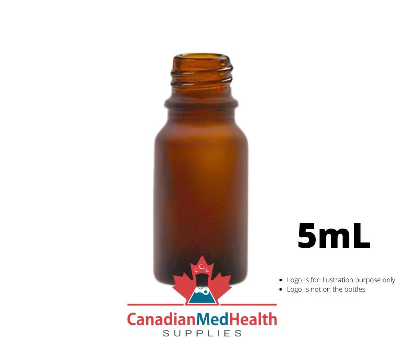 18DIN neck, 5mL Frost Amber Glass Dropper Bottle (bottle only)