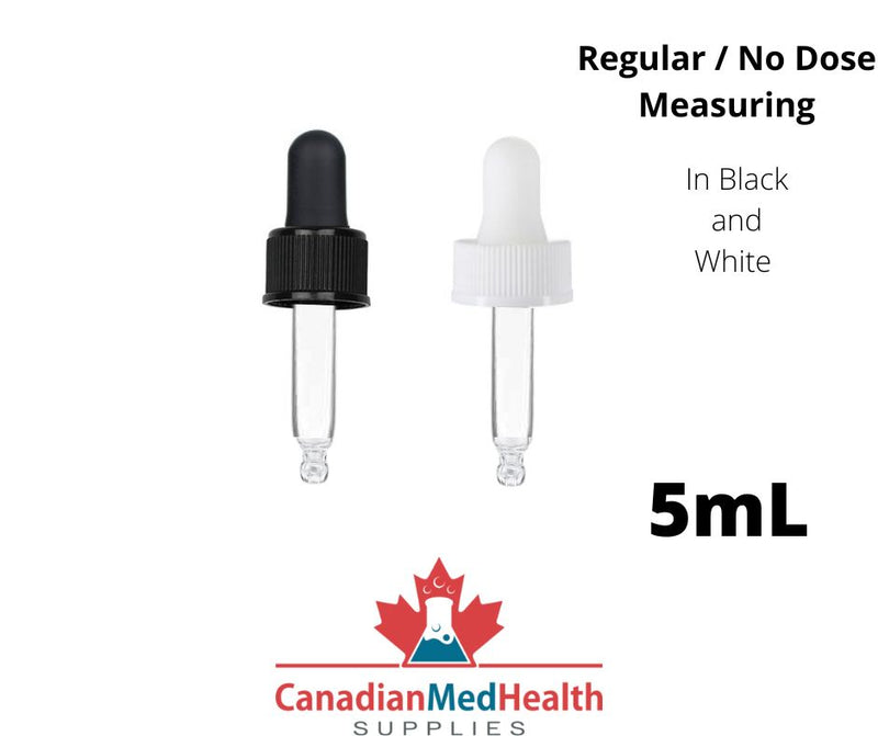18DIN neck, 5mL Regular Dropper Caps with Clear Pipette