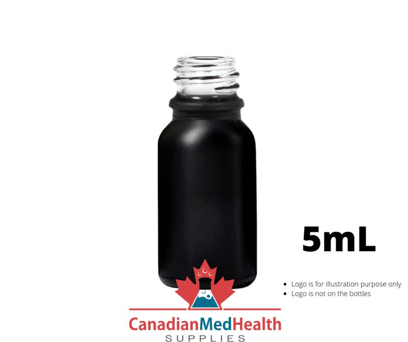 18DIN neck, 5mL Satin Black Glass Dropper Bottle (bottle only)