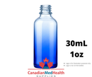 18DIN neck, 1oz (30mL) Ombre Blue Glass Dropper Bottle (bottle only)