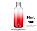 18DIN neck, 1oz (30mL) Ombre Red Glass Dropper Bottle (bottle only)