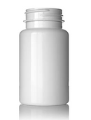 100cc Glossy White PET Pharmaceutical Pill Bottle With White CRC Cap