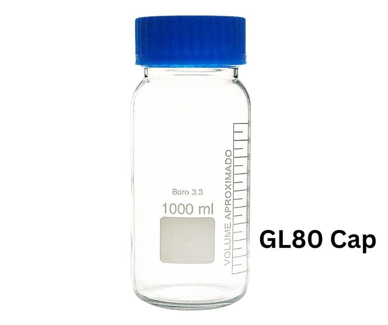 1000mL Wide Mouth Glass Media Bottle with GL80 Screw Cap