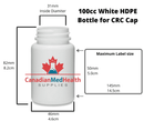 100cc White Pharmaceutical Pill Bottle with Child-Proof Cap