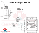 18DIN neck, 10mL Black Glass Dropper Bottle (bottle only)