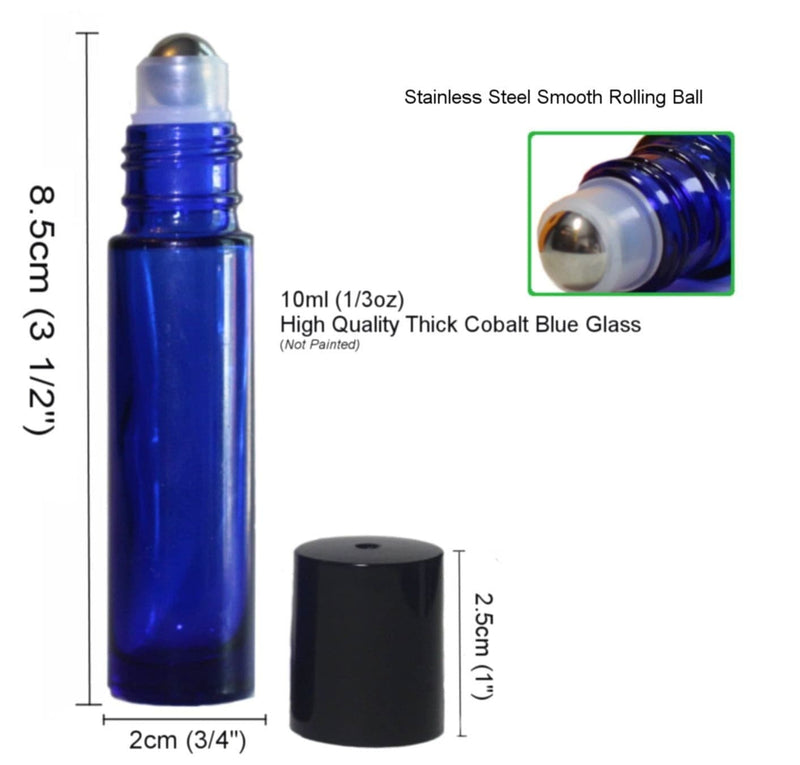 10mL Cobalt Blue Glass Roller Bottle - CanadianMedHealthSupplies