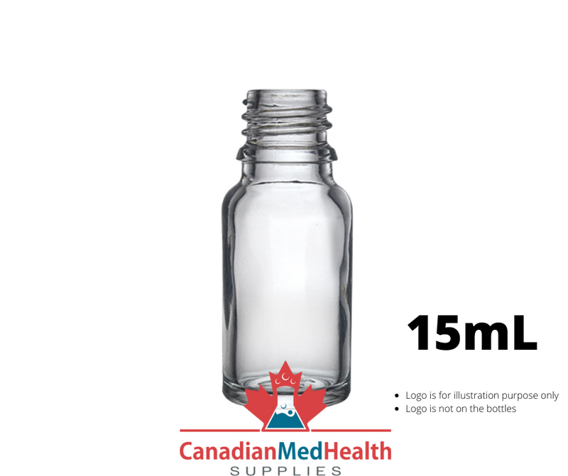 18DIN neck, 1/2oz (15mL) Clear Glass Dropper Bottle (bottle only)