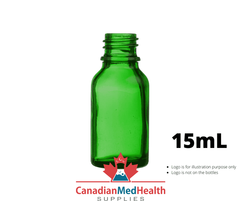18DIN neck, 1/2oz (15mL) Green Glass Dropper Bottle