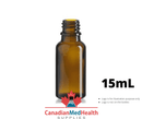 18DIN neck, 1/2oz (15mL) Amber Glass Dropper Bottle (bottle only)