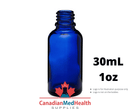 18DIN neck, 1oz (30mL) Cobalt Blue Glass Dropper Bottle (bottle only)