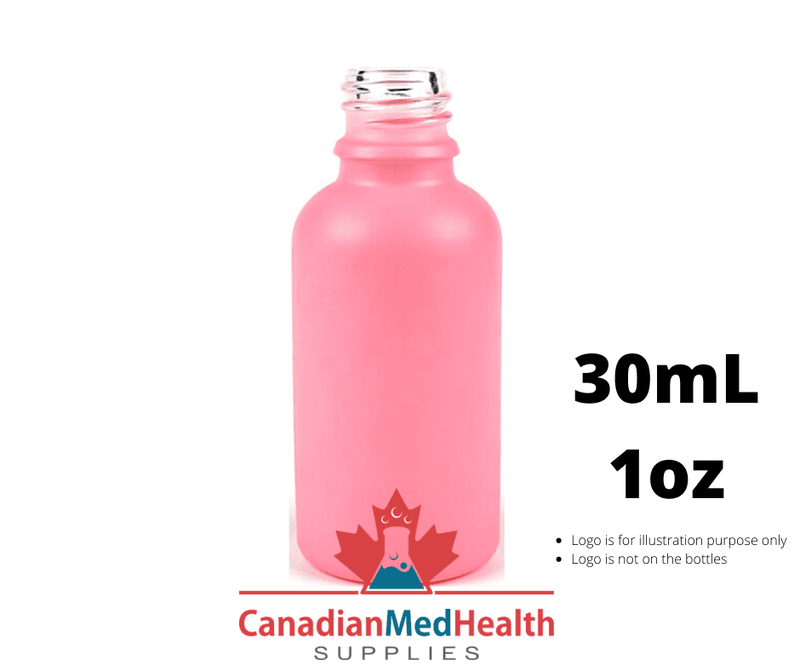 18DIN neck, 1oz (30mL) Frosted Pink Glass Dropper Bottle (bottle only)