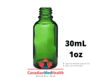 18DIN neck, 1oz (30mL) Green Glass Dropper Bottle (bottle only)
