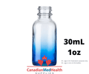 18DIN neck, 1oz (30mL) Ombre Blue Glass Dropper Bottle (bottle only)