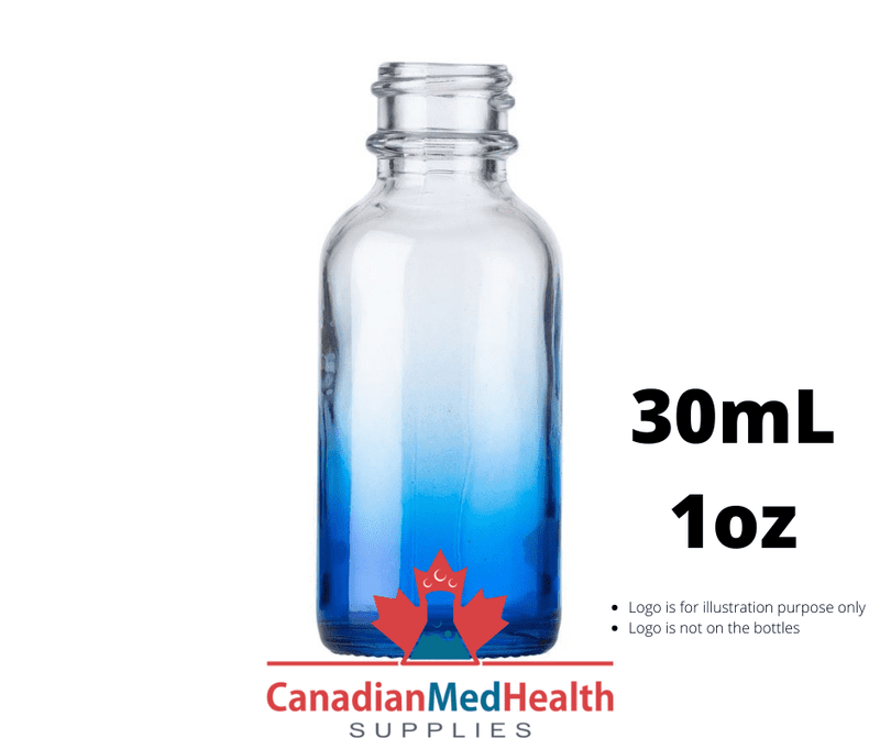18DIN neck, 1oz (30mL) Ombre Blue Glass Dropper Bottle (bottle only)