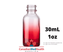 18DIN neck, 1oz (30mL) Ombre Red Glass Dropper Bottle (bottle only)
