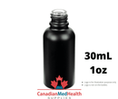 18DIN neck, 1oz (30mL) Satin Black Glass Dropper Bottle (bottle only)