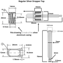 18DIN neck, 1oz (30mL) Regular Silver Dropper Caps