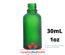 18DIN neck, 1oz (30mL) Frosted Green Glass Dropper Bottle (bottle only)