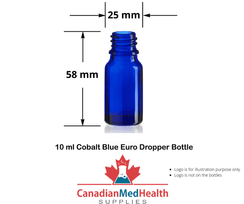 18DIN neck, 10mL Cobalt Blue Glass Dropper Bottle