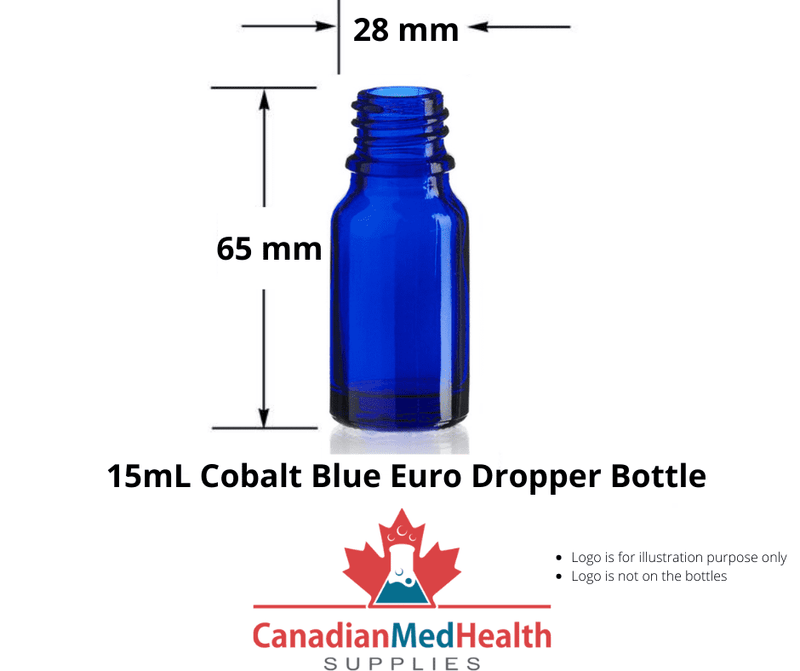 18DIN neck, 1/2oz (15mL) Cobalt Blue Glass Dropper Bottle