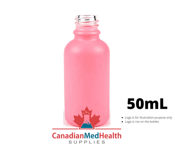 18DIN neck, 50mL Frost Pink Glass Dropper Bottle