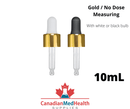 18DIN neck, 10mL Gold Dropper Caps with Clear Pipette