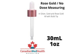 18DIN neck, 1oz (30mL) Regular Rose Gold Dropper Caps