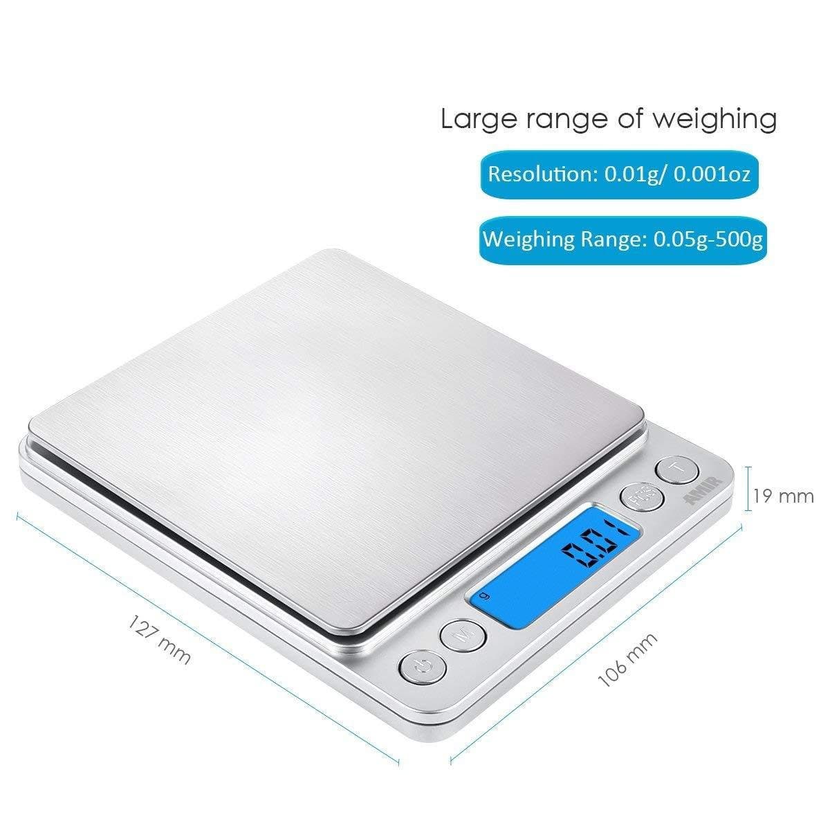 Smart Digital Pocket Scale. 0.1g to 500g batteries included