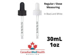 18DIN neck, 1oz (30mL) Regular Dropper Caps with Dose Measuring Pipette