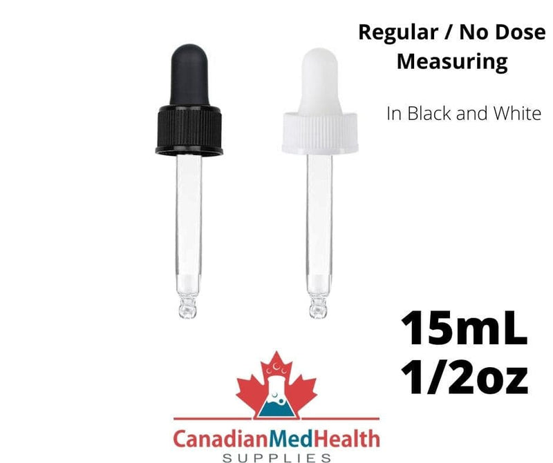 18DIN neck, 1/2oz (15mL) Regular Dropper Caps with Clear Pipette