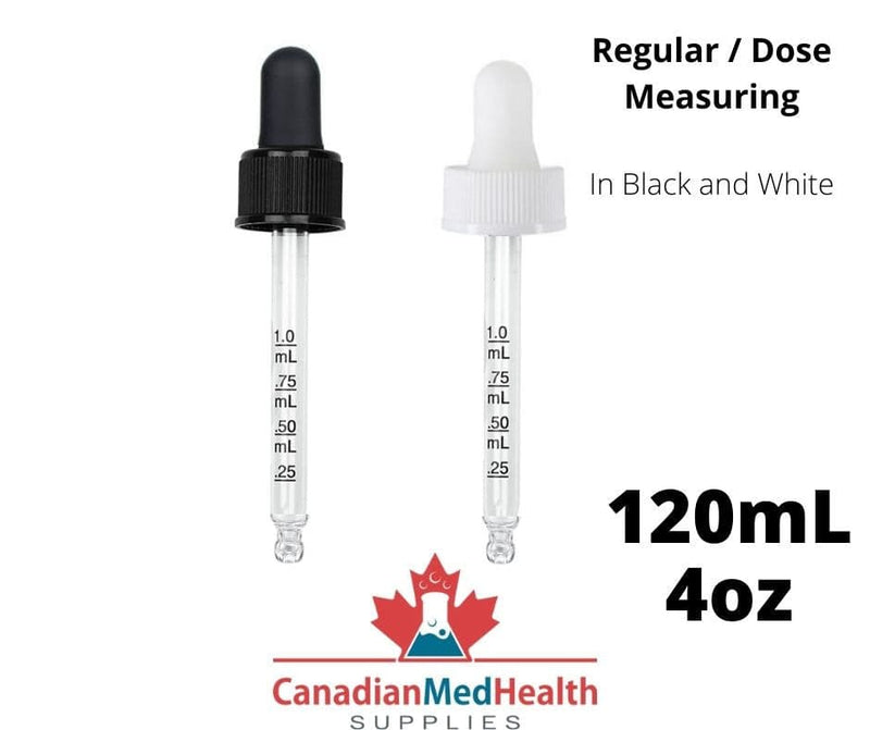 22-400 neck, 4oz (120mL) Regular Dropper Top with Dose Measuring Pipette